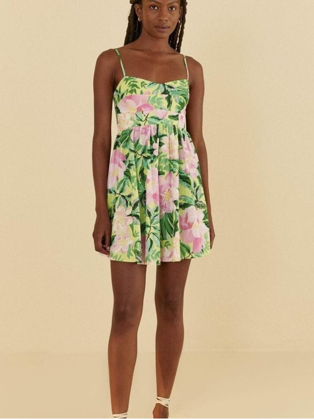 FARM Rio Pink & Green Floral Cami Mini Dress